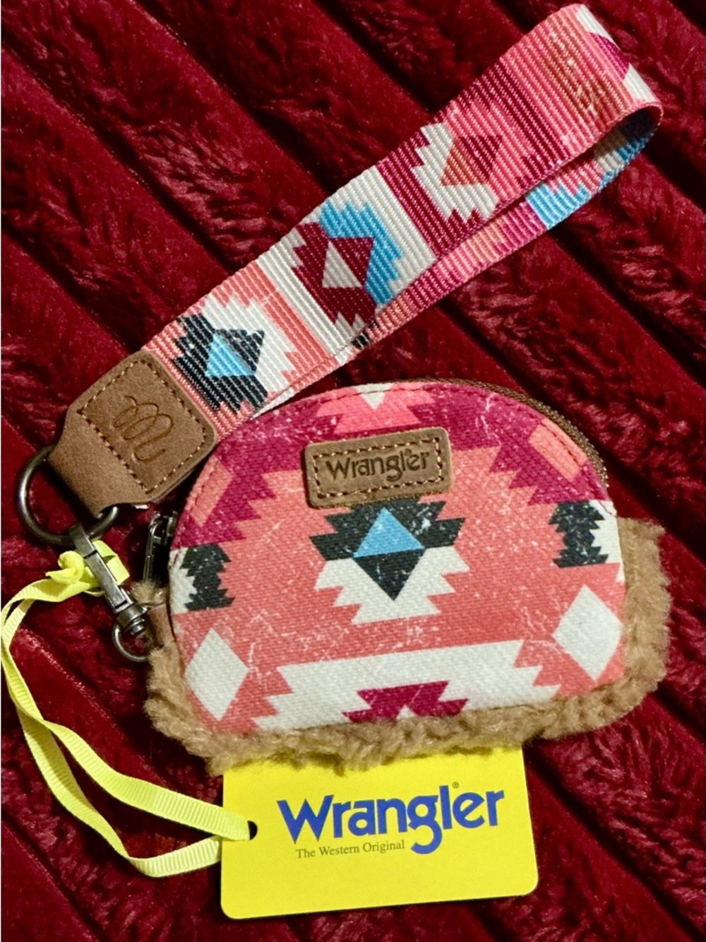 Wrangler Coral & Teal Aztec Wristlet Pouch